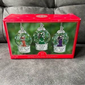 Home For The Holidays Angel Waterglobe Ornaments Set Of 3 Christmas Decorations